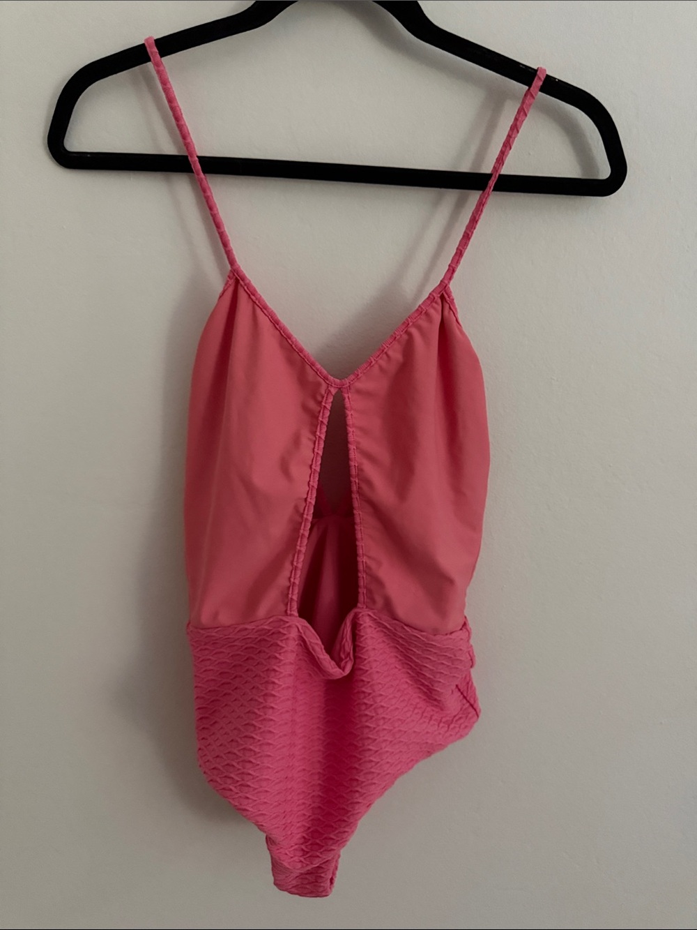 Maje Pink Textured One-Piece Bodysuit with Front Cutout